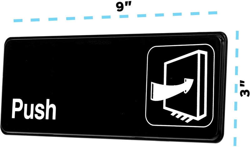 Alpine Industries Push Sign - Self Adhesive & Highly Visible Black Outdoor Wall/Door Placard w/White Text for Office, Business & Shop Exit & Entrance - Image 3